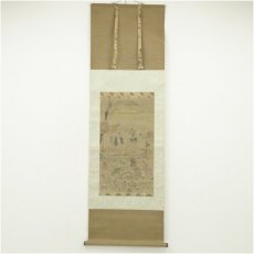 画像1: 江戸後期　芭蕉涅槃図　肉筆絹本掛軸（近藤金羅識箱・二重箱） (1)
