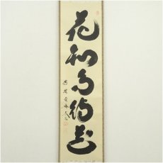 画像2: 大徳寺　小林太玄筆　「花知鳥待花」一行書　肉筆紙本掛軸（共箱） (2)