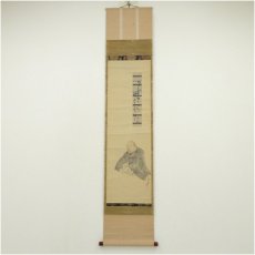 画像1: 江戸後期　張月樵筆　井上士朗像・井上士朗筆　俳句短冊合装　肉筆紙本掛軸（保護箱） (1)