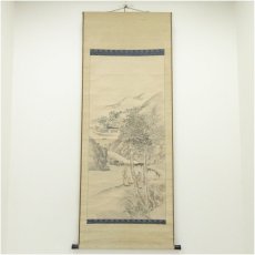 画像1: 江戸後期　佐伯岸良筆　山水図　肉筆紙本掛軸（保護箱） (1)