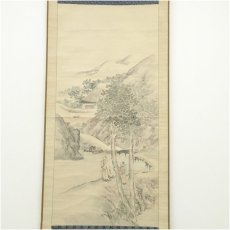 画像2: 江戸後期　佐伯岸良筆　山水図　肉筆紙本掛軸（保護箱） (2)