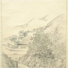 画像3: 江戸後期　佐伯岸良筆　山水図　肉筆紙本掛軸（保護箱） (3)