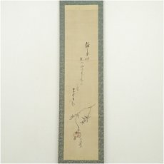 画像2: 小室翠雲筆　柘榴俳画　肉筆絹本掛軸（共箱） (2)