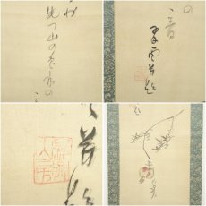 画像6: 小室翠雲筆　柘榴俳画　肉筆絹本掛軸（共箱） (6)