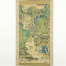 画像2: 江戸後期　春木南溟筆　蘭亭曲水図　肉筆絹本掛軸 (2)