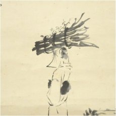 画像4: 高畠式部筆　大原女画賛　肉筆紙本掛軸（保護箱） (4)